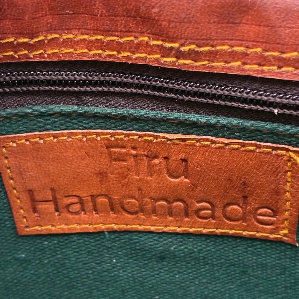 Firu Womens Satchel Medium Leather Brown Boho Crossbody Messenger Bag